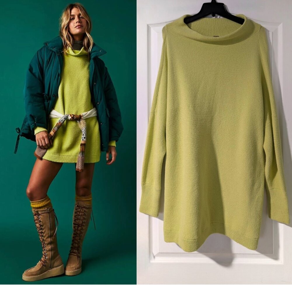Free People Lime Green Turtleneck Sweater